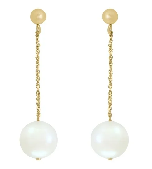 Bremer Jewelry Drop Freshwater Cultured Pearl Earrings in 14K Yellow Gold
