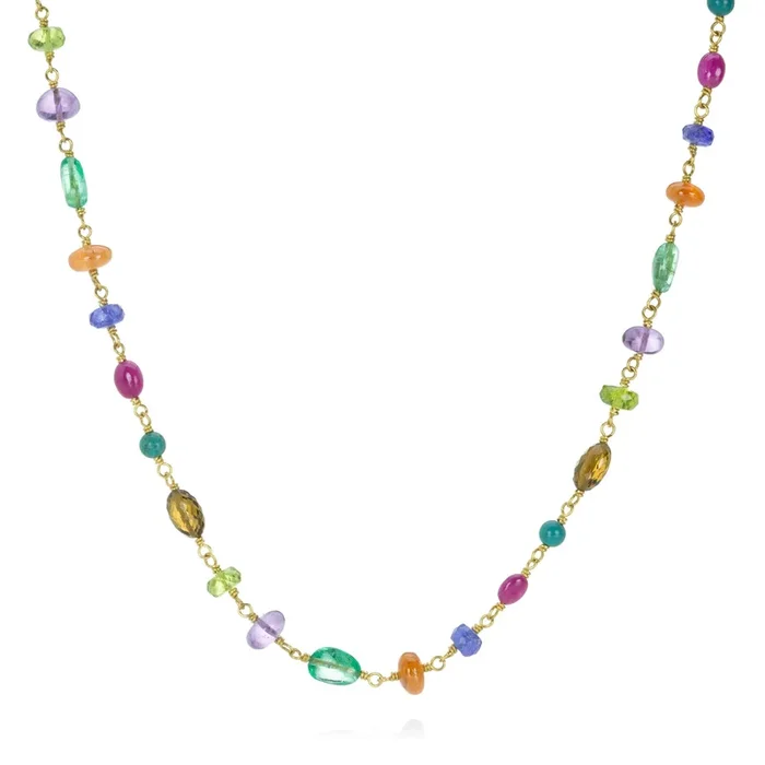 Bright Multicolored Spun Sugar Necklace