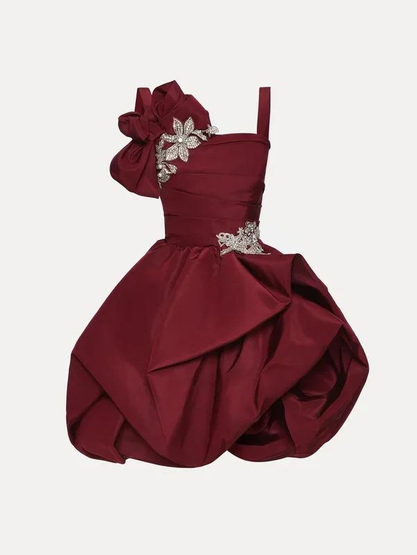 Brooch Embroidered Cocktail Sleeveless Dress