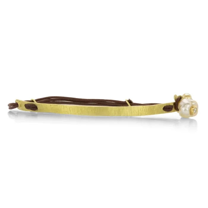 Brown Cord Bracelet with Gold Bar