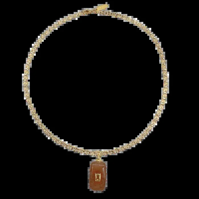 Brown Stone Chain Necklace
