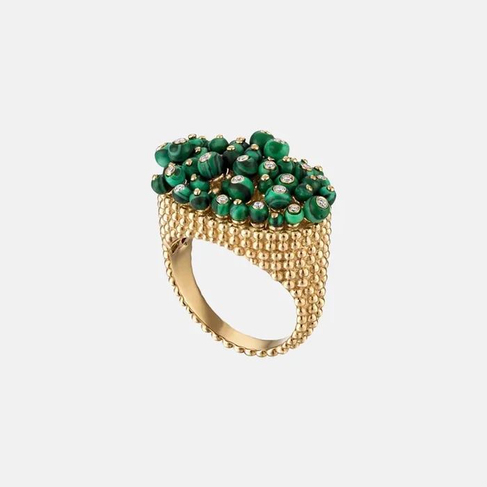 Bubbles Explosion Ring, Malachite