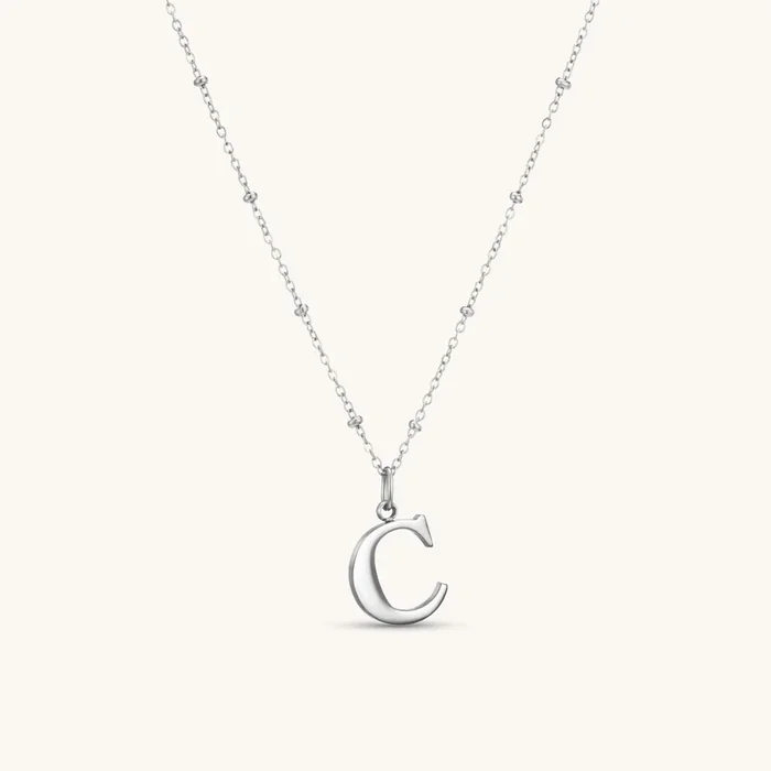 C Initial Pendant Necklace Silver