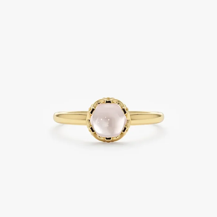 Cabochon Rose Quartz Engagement Ring, Amala