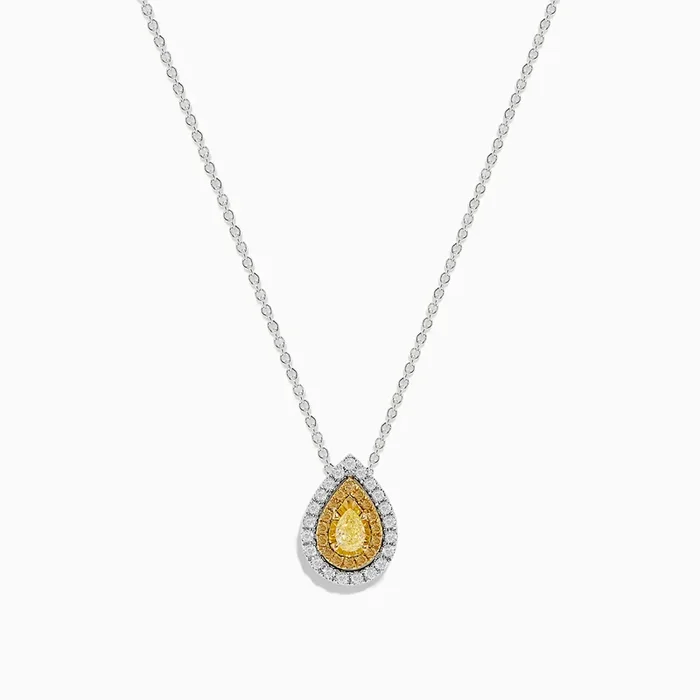 Canare 14K Two-Tone Gold Pear Shaped Yellow Diamond Pendant