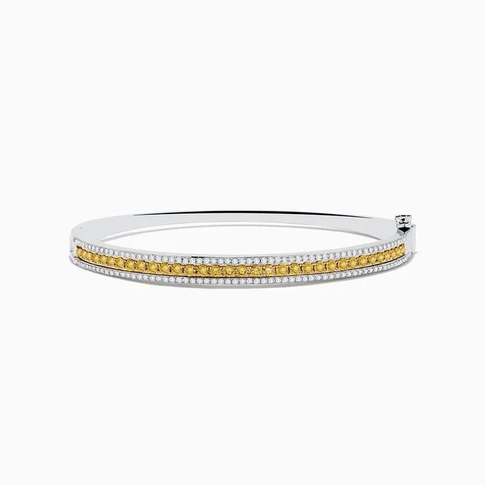 Canare` 14K Two Tone Yellow and White Diamond Bangle