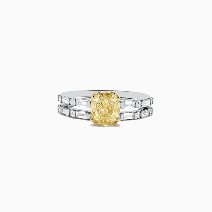 Canare 18K Gold Yellow Diamond Engagement & Wedding Ring Set, 2.57 TCW