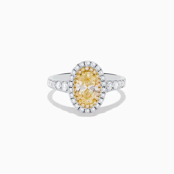 Canare 18K Two Tone Gold White and Yellow Oval Diamond Ring