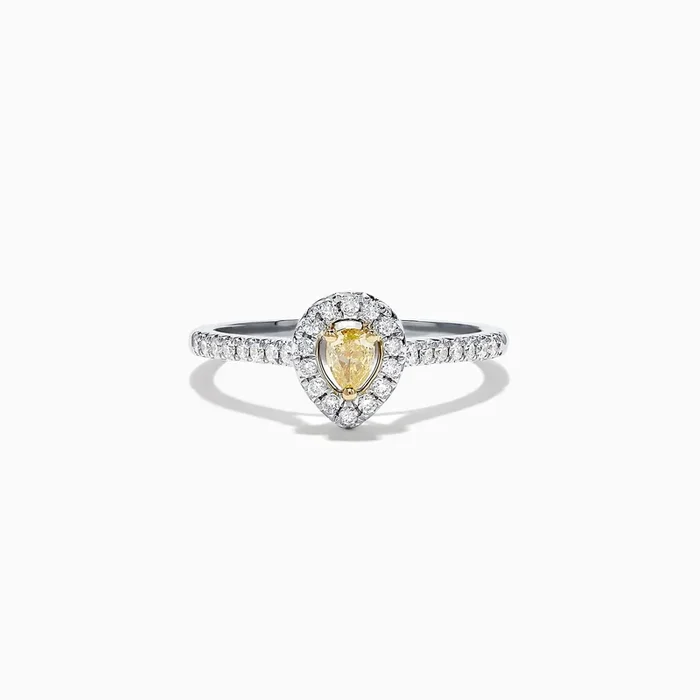 Canare 18K Two Tone Gold Yellow and White Diamond Ring, 0.36 TCW