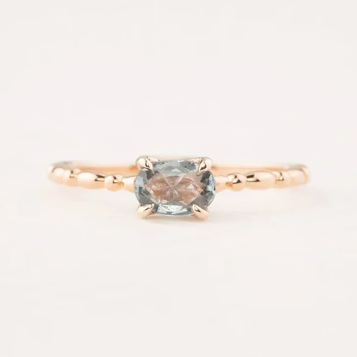 Candy Ring, 0.40ct Blue Green Unheated Sapphire