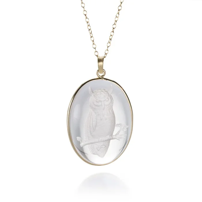 Carved Crystal Owl Necklace