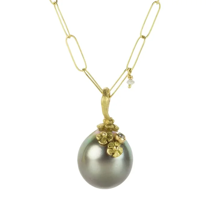 Carved Flower Tahitian Pearl (Pendant Only)