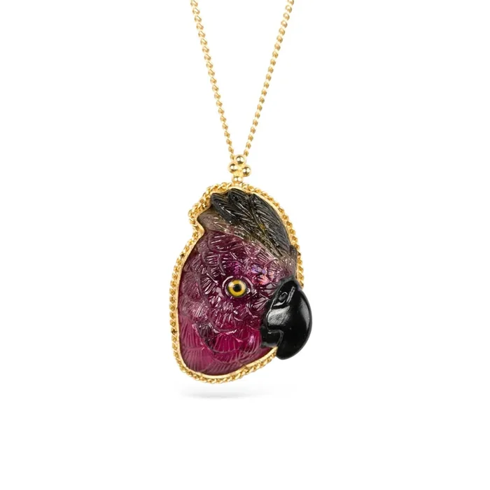 Carved Tourmaline Parrot Necklace