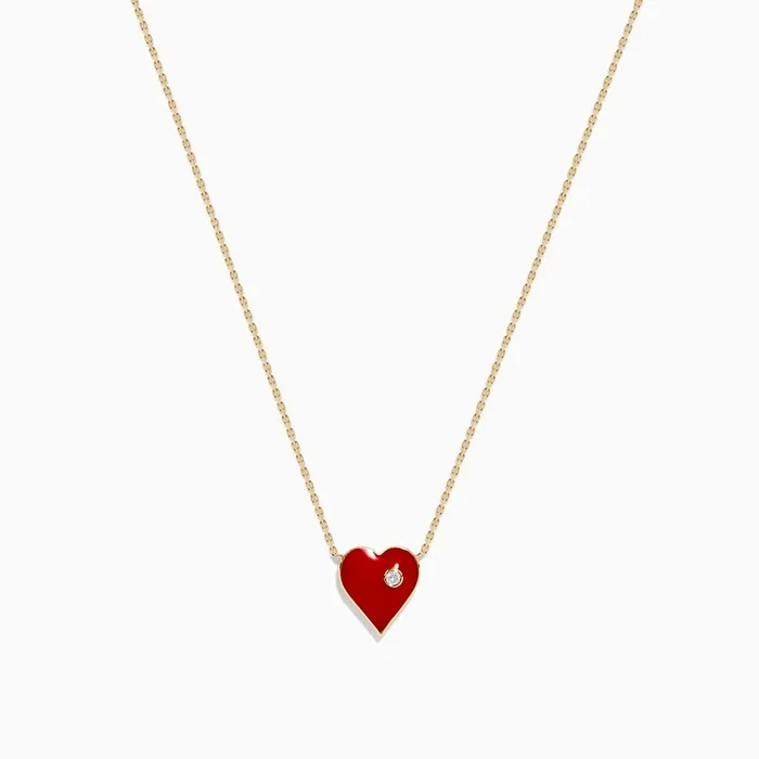 Casino 14K Yellow Gold Diamond Heart Necklace
