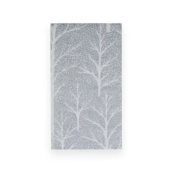 Caspari Winter Trees Silver & White Guest Towel Napkins – Set of 15
