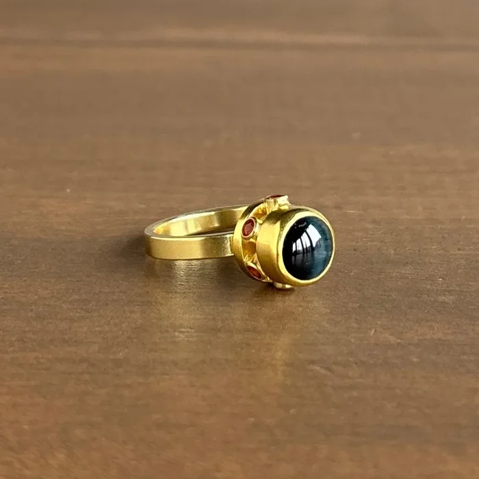 Cat’s Eye Tourmaline & Orange Sapphire Ring