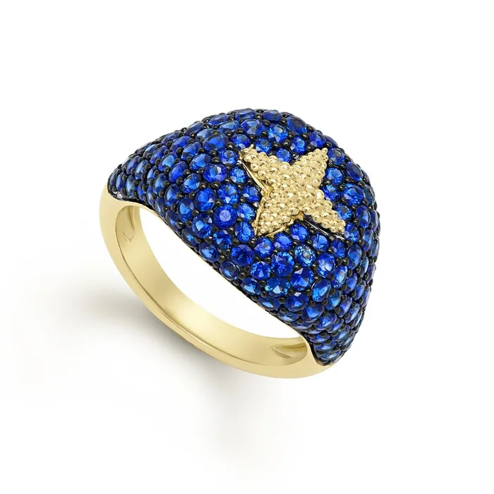 Caviar Gold 18K Gold Star Sapphire Ring