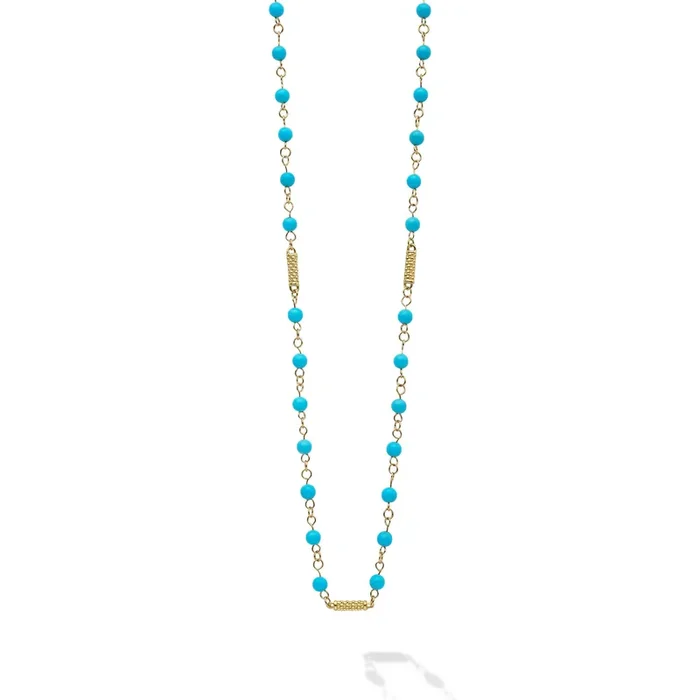 Caviar Gold 18K Gold Turquoise Beaded Necklace