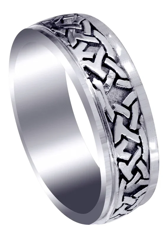 Celtic Mens Wedding Band | Sand Blast / High Polish Finish (Jaden)