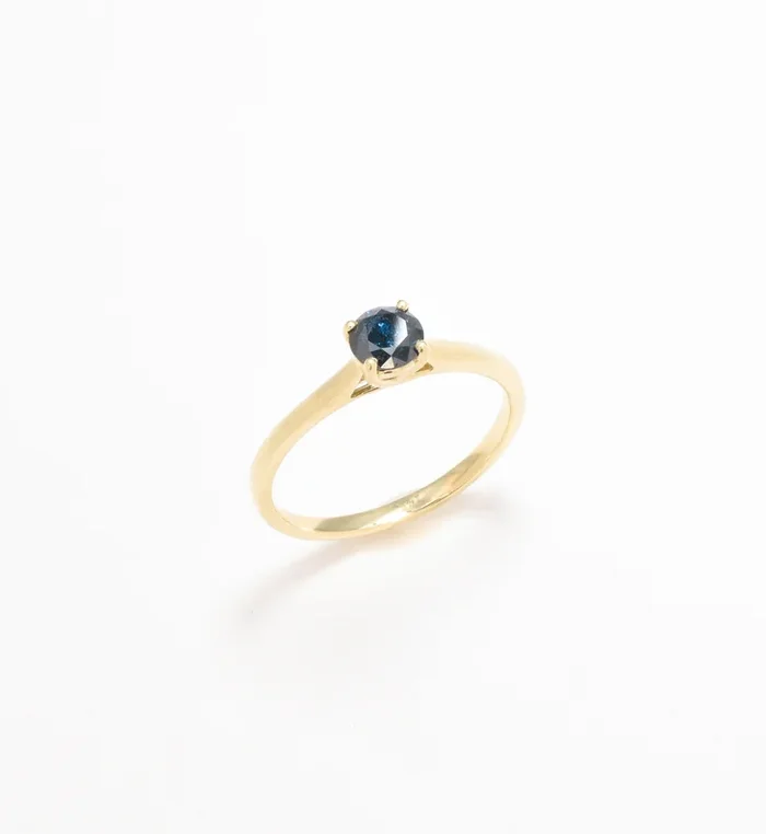 Certified Blue Diamond Gold Ring – Solitaire Blue Diamond Ring – Real Solid 14k Gold