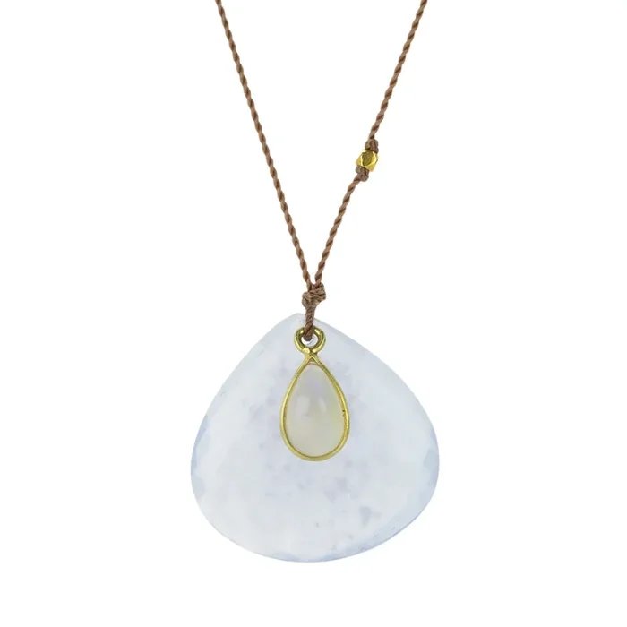 Chalcedony and Opal Pendant Necklace