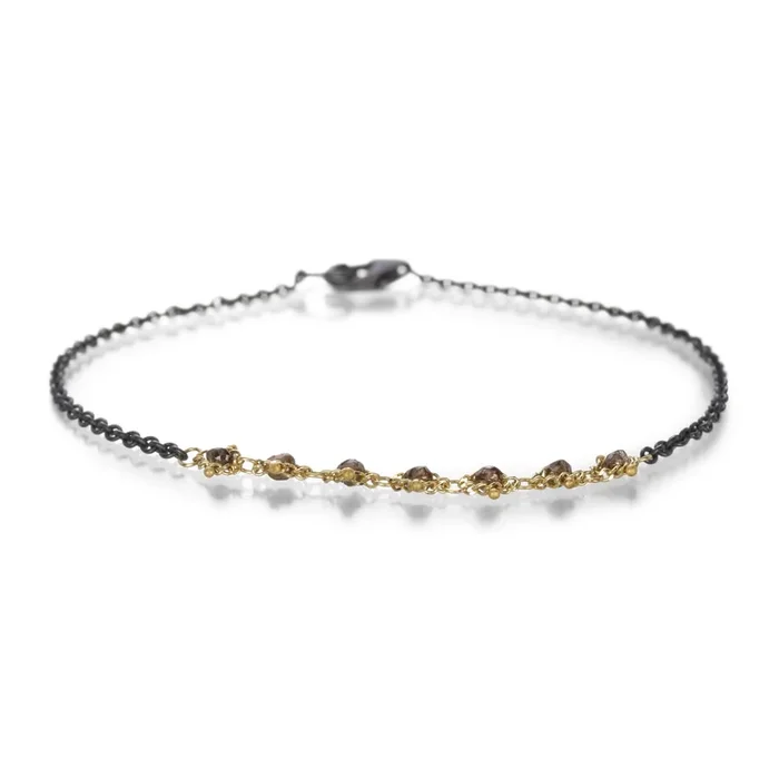 Champagne Diamond Textile Station Bracelet