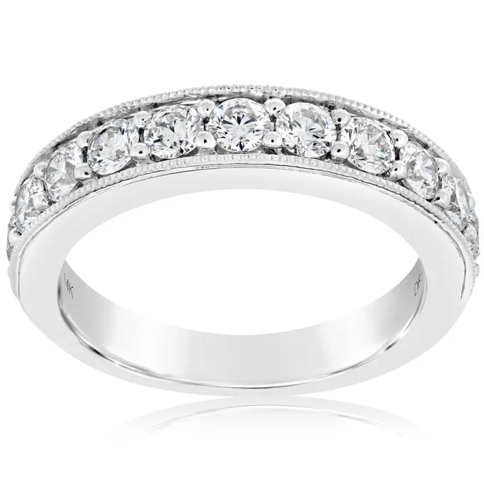 Channel Set Diamond Band with Milgrain Edge