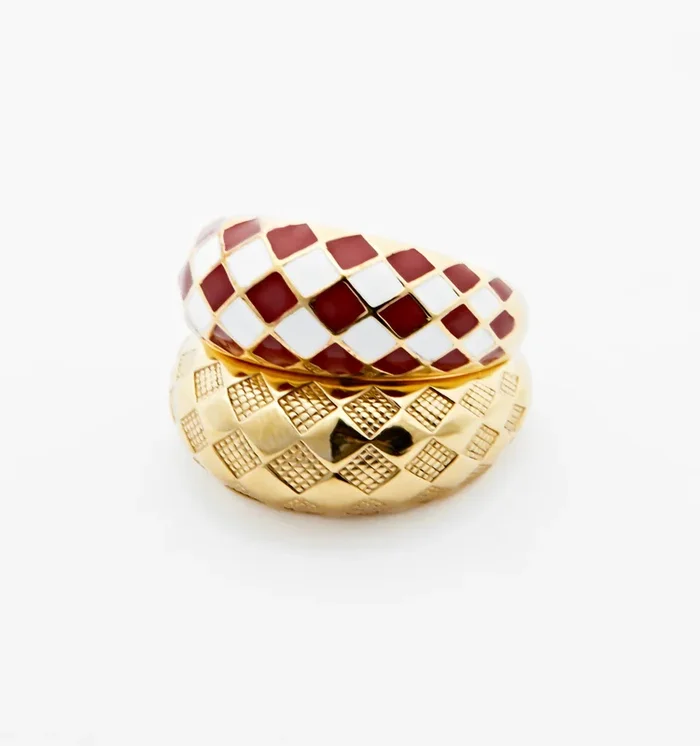 Checker Rings – Red Set of 2