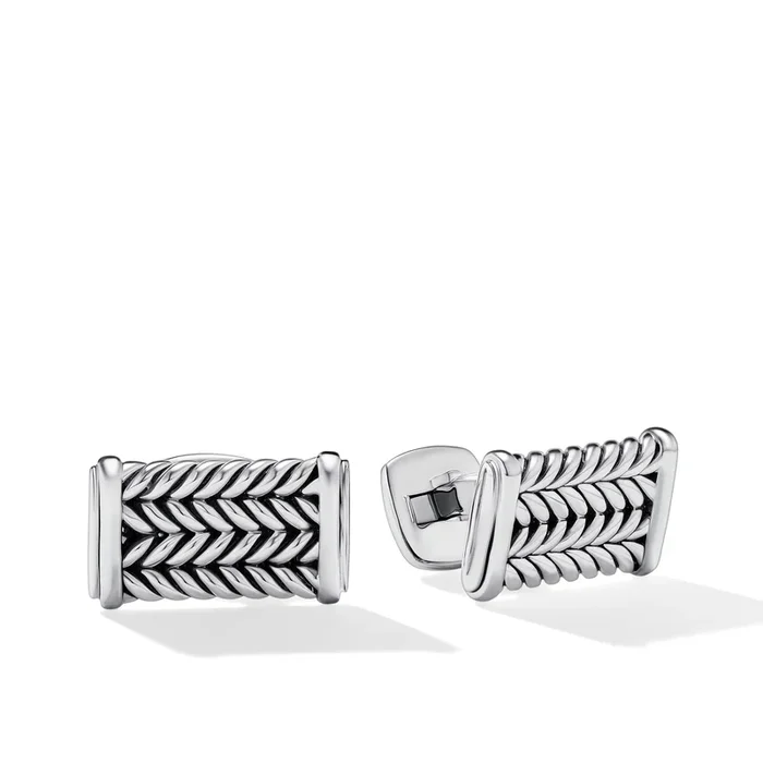 Chevron Cufflinks in Sterling Silver, 22.8mm