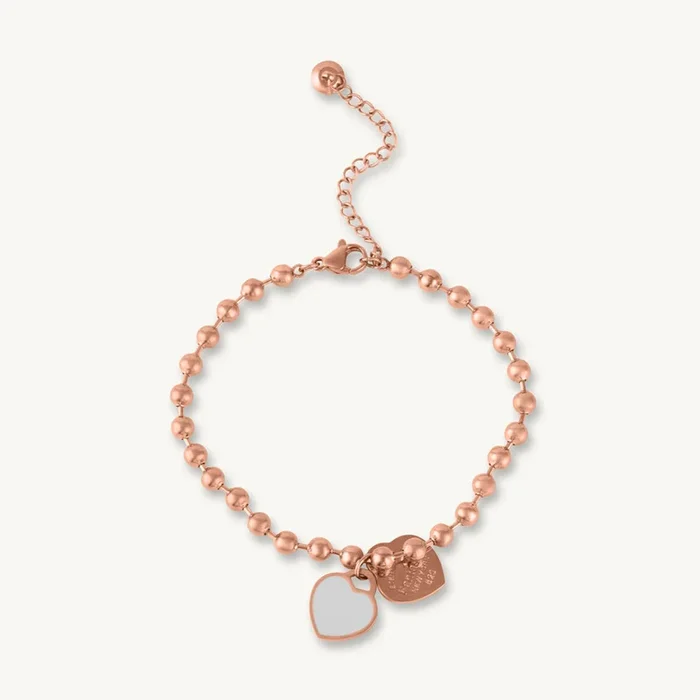 Chic Beaded Heart Charm Bracelet