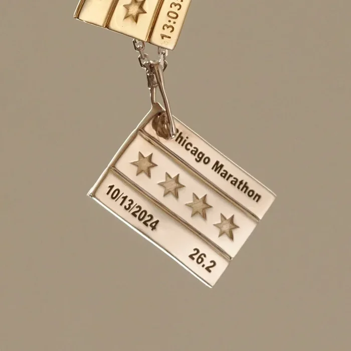 Chicago Marathon Silver Pendant