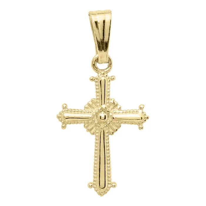 Children’s 14k Beaded Cross Pendant Necklace, 15″