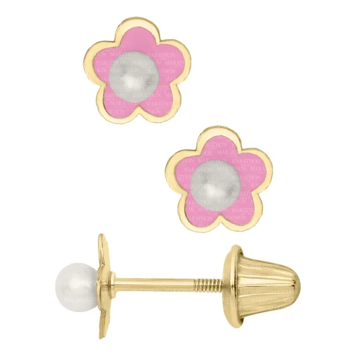 Children’s 14k Pink Flower Stud Earrings