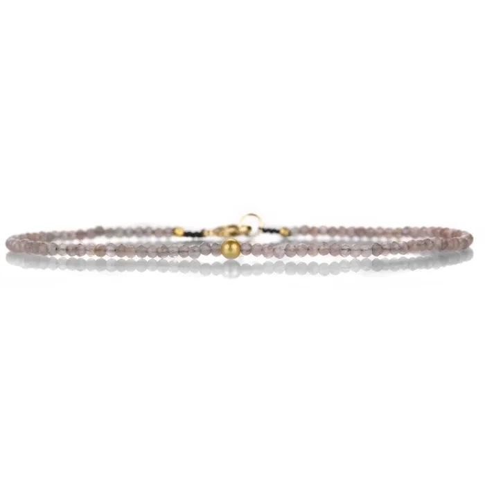Chocolate Moonstone and 18k Beaded Bracelet