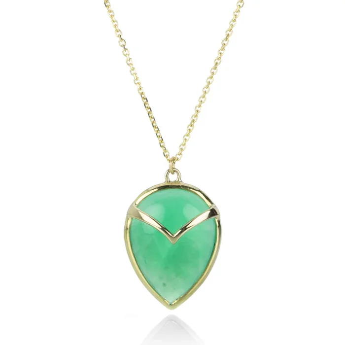 Chrysoprase Owl Pendant Necklace