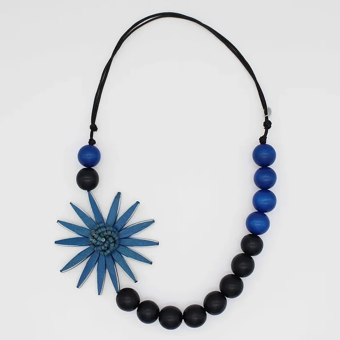Chunky Blue Flower Statement Necklace