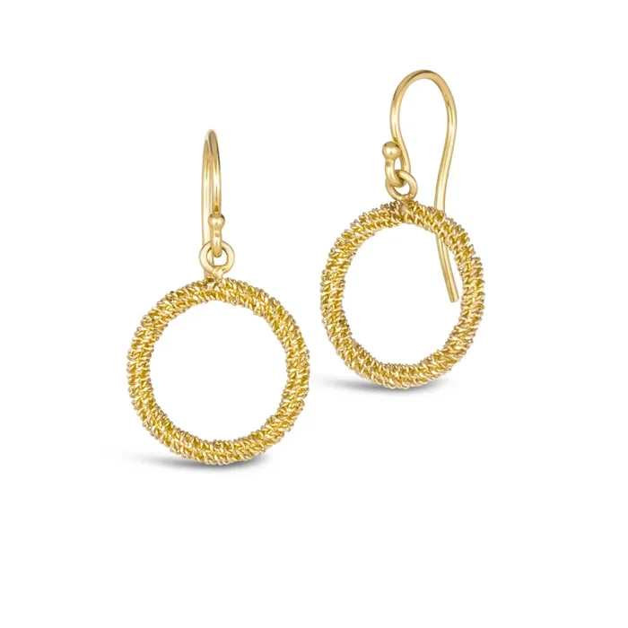 Circle Stardust Earrings in 18k Gold