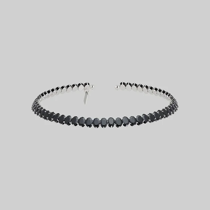 CIRQUE. Black CZ Torque Collar – Silver