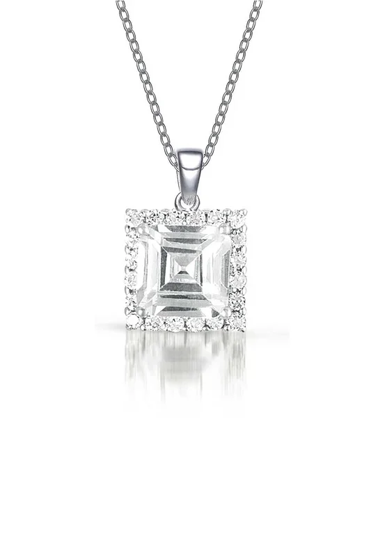 Claire Pavé Square Pendentif Necklace