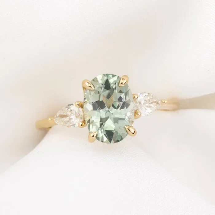 Claire Ring, 2.23ct Blue Green Madagascar Sapphire