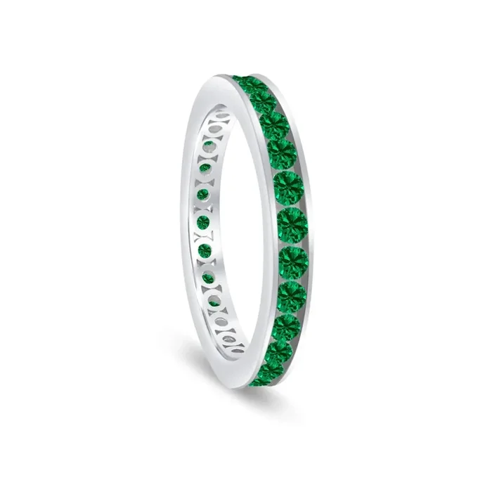 Classic Channel Set Ring in Green Emerald