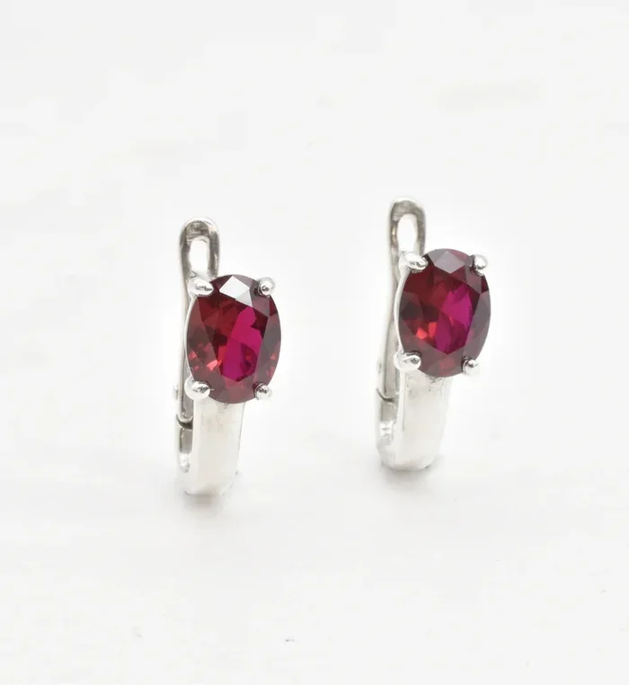 Classic Oval Ruby Earrings, Created Ruby Earrings, July Birthstone Earrings