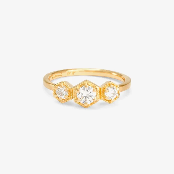 Classic White Diamond Triple Hexagon Ring | R8401W