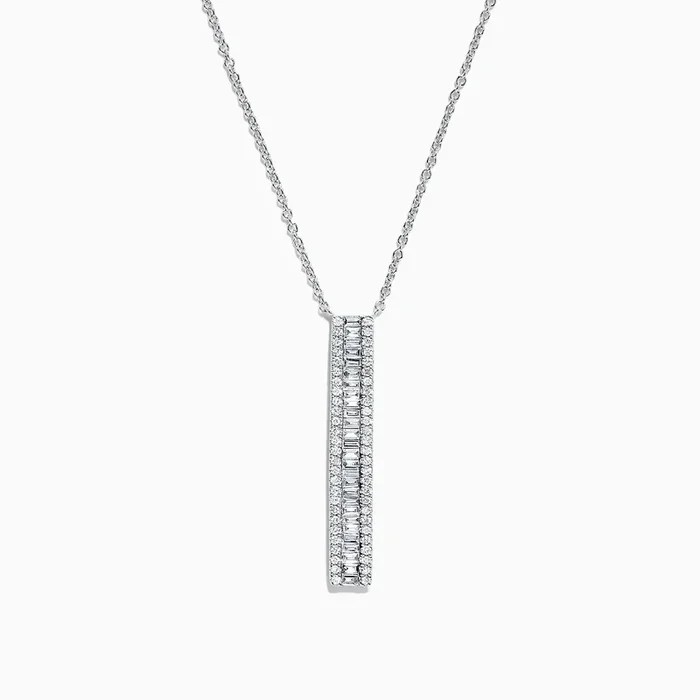 Classique 14K White Gold Diamond Vertical Necklace, 0.61 TCW