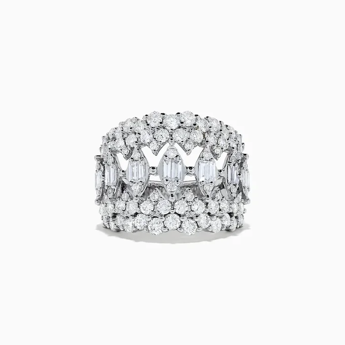 Classique 14K White Gold Diamond Wide Band Ring, 2.59 TCW