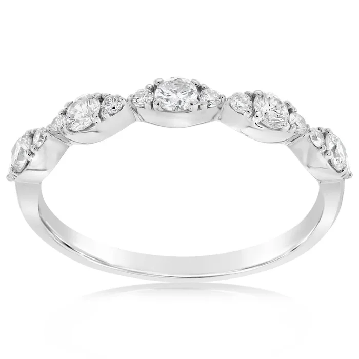 Cluster White Gold Diamond Wedding Band