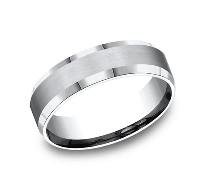 Cobalt Chrome Satin Polish 6mm Beveled Wedding Band