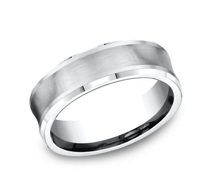 Cobalt Chrome Satin Polish 7mm Concaved Wedding Band