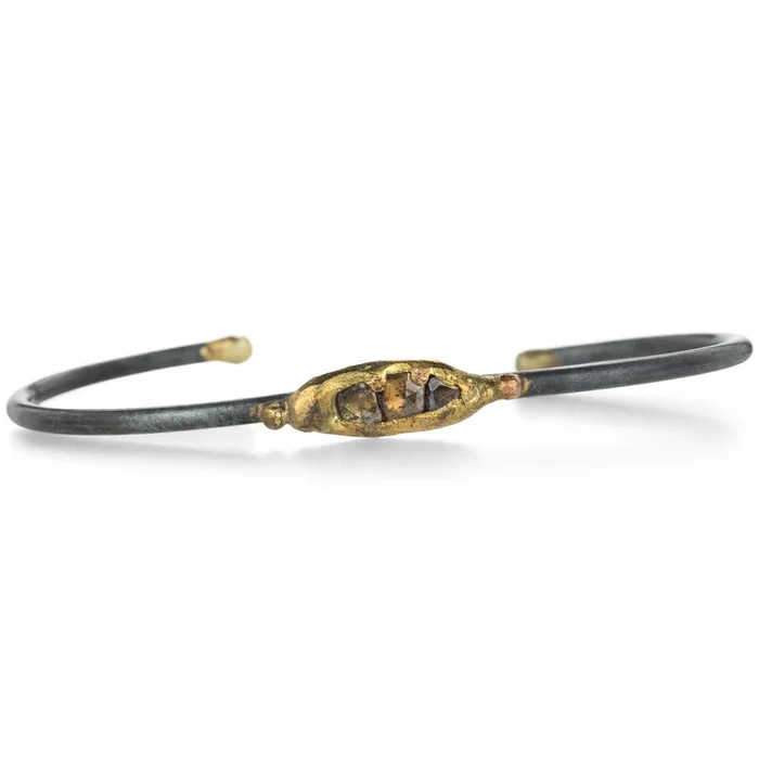 Cognac Triple Rose Cut Diamond Cuff