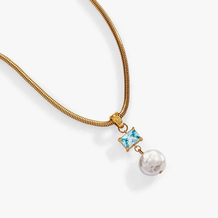 Coin Pearl Drop Pendant Necklace